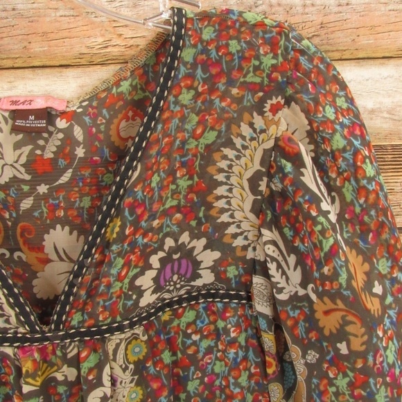 MAXRAVE Floral V-Neck Boho Dress M - Picture 2 of 16